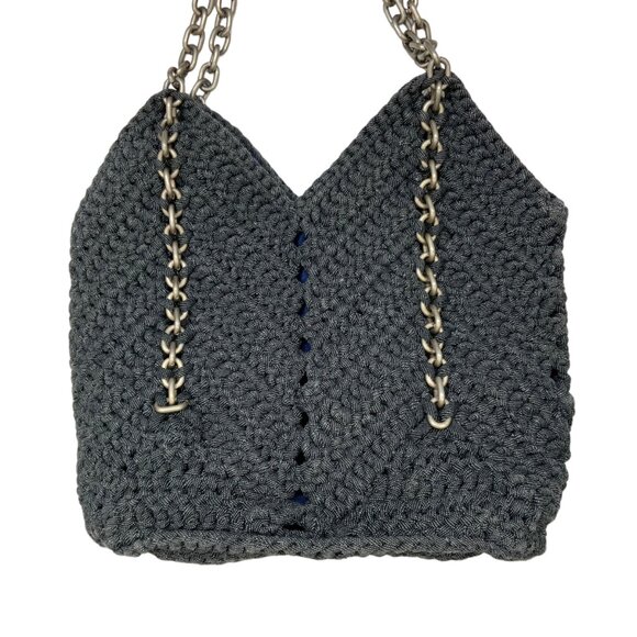 Belier Belier Shoulder Bag Purse Blue Crochet Woven Chain Bohemian Spring Summer - Picture 10 of 12